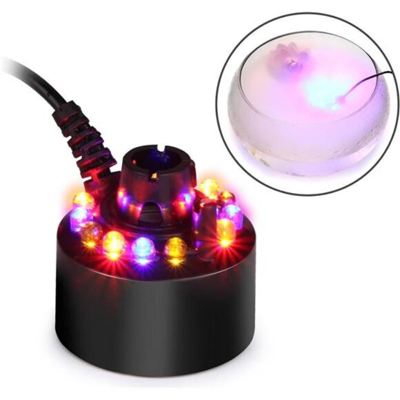 12 LED Mist Maker Water Fountain Pond Fog Atomizer Air Humidifier - Picture 1 of 7